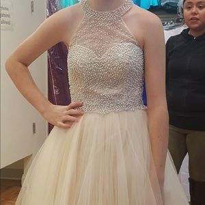 cream homecoming and prom dress